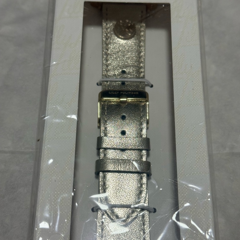 NWT Lilly Pulitzer Leather Apple Watch Band in Gold Metallic - Picture 5 of 8